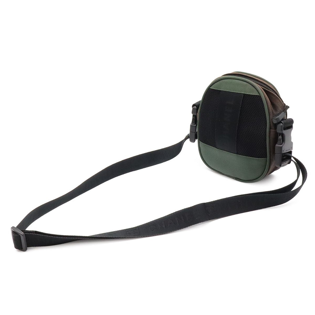 Chanel Sports Line CC Logo Shoulder Bag 2-Way Pouch Nylon Canvas Black Green — view 2