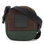 Chanel Sports Line CC Logo Shoulder Bag 2-Way Pouch Nylon Canvas Black Green