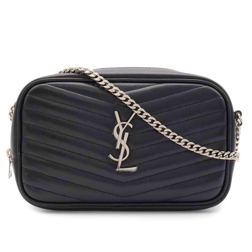 Saint Laurent Paris YSL Lou Camera Bag Chain Leather Black Silver