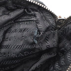 Prada Triangle Logo Shoulder Bag Pochette 2-Way Clutch Quilted Nylon Leather — view 9