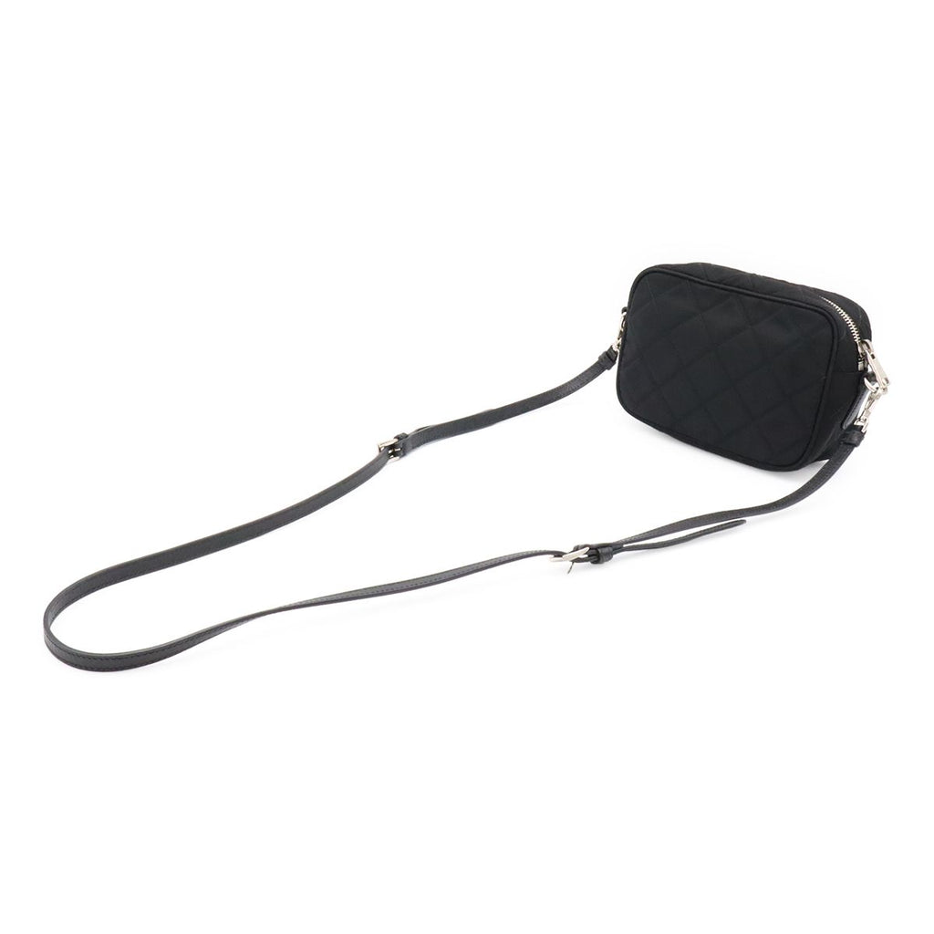 Prada Triangle Logo Shoulder Bag Pochette 2-Way Clutch Quilted Nylon Leather — view 2