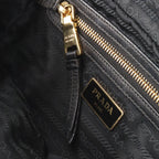Prada Triangle Logo Shoulder Bag Pochette Crossbody Nylon Leather Nero Black — view 8