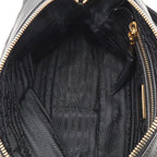 Prada Triangle Logo Shoulder Bag Pochette Crossbody Nylon Leather Nero Black — view 9