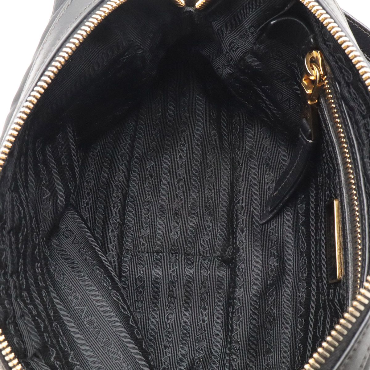 Prada Triangle Logo Shoulder Bag Pochette Crossbody Nylon Leather Nero Black — view 9