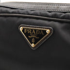 Prada Triangle Logo Shoulder Bag Pochette Crossbody Nylon Leather Nero Black — view 6