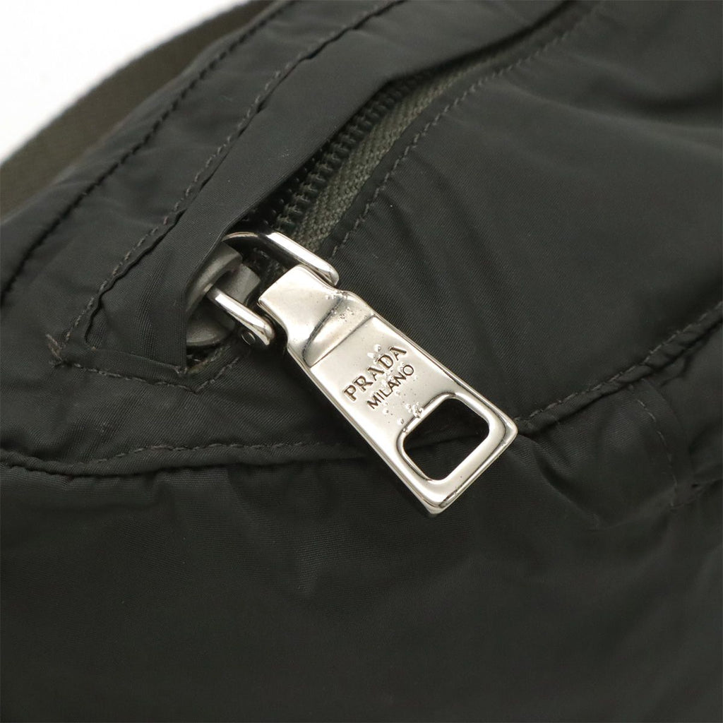 Prada Triangle Logo Belt Bag Waist Pouch Hip Nylon Gray Silver — view 5