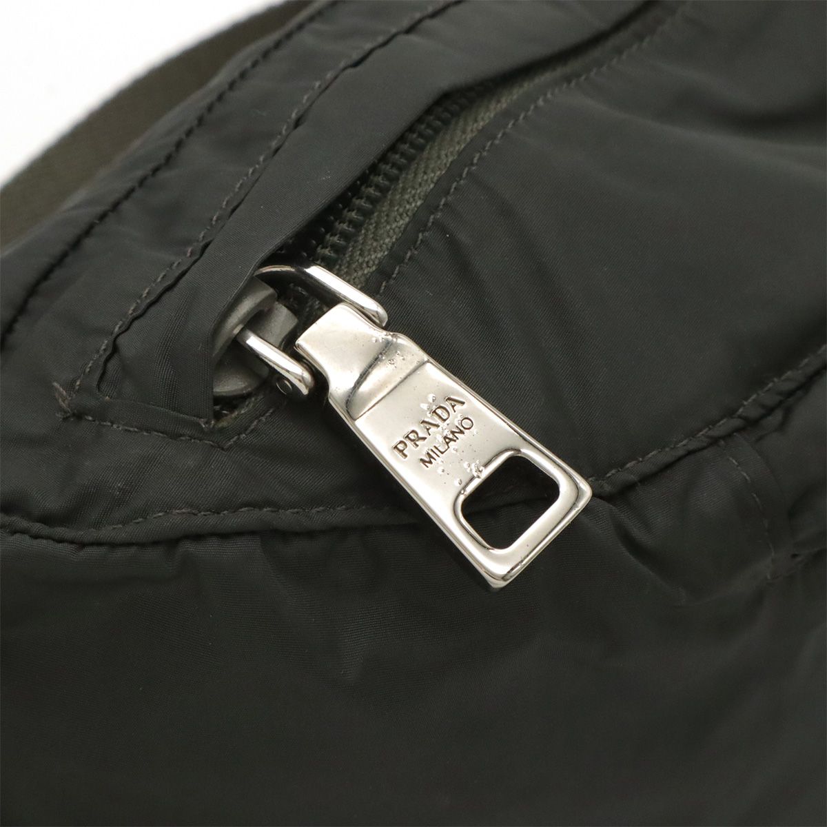 Prada Triangle Logo Belt Bag Waist Pouch Hip Nylon Gray Silver — view 5