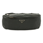 Prada Triangle Logo Belt Bag Waist Pouch Hip Nylon Gray Silver