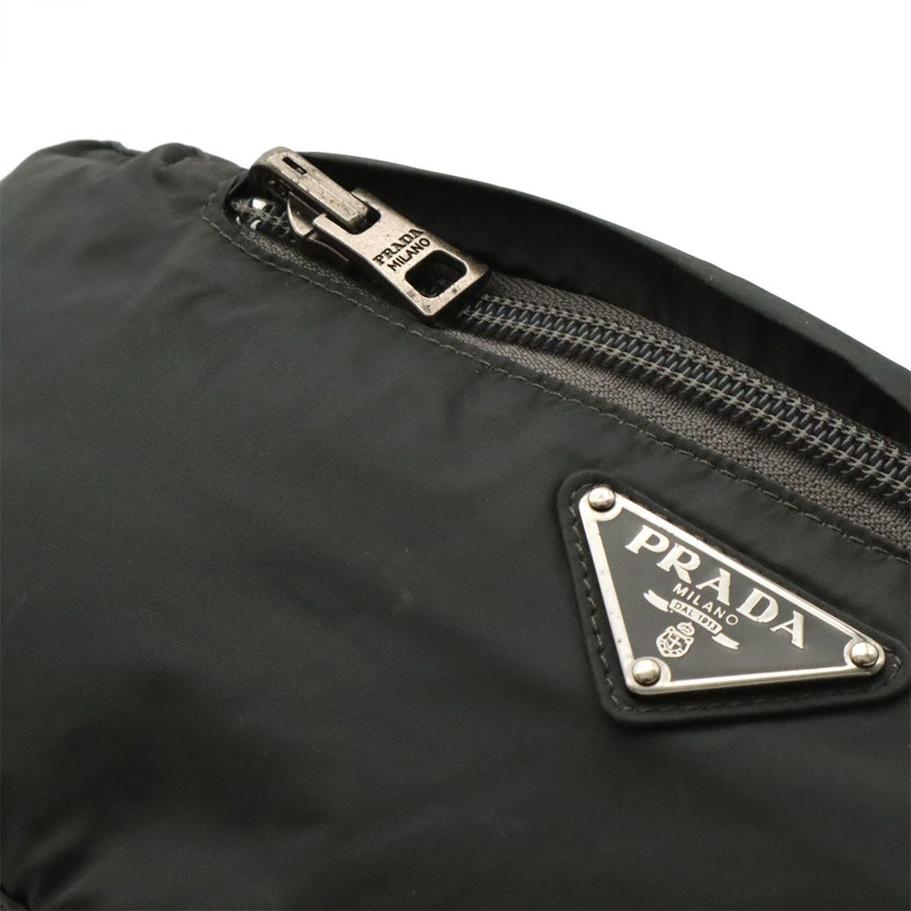 Prada Triangle Logo Belt Bag Waist Pouch Hip Nylon Gray Silver — view 6