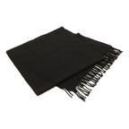 Hermes Scarf Shawl Fringe Logo Embroidery Cashmere Black — view 2