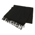 Hermes Scarf Shawl Fringe Logo Embroidery Cashmere Black
