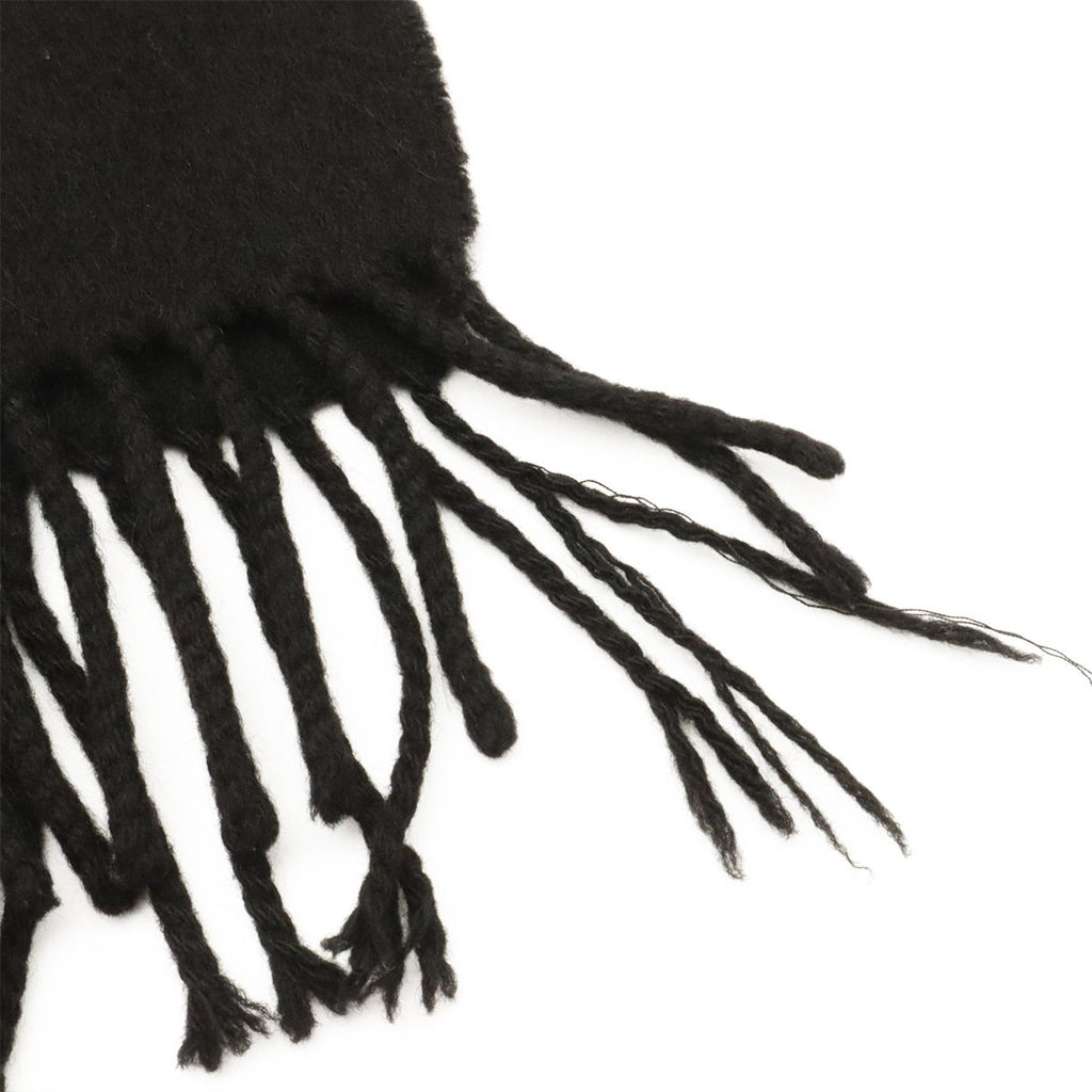 Hermes Scarf Shawl Fringe Logo Embroidery Cashmere Black — view 4