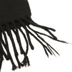 Hermes Scarf Shawl Fringe Logo Embroidery Cashmere Black — view 4
