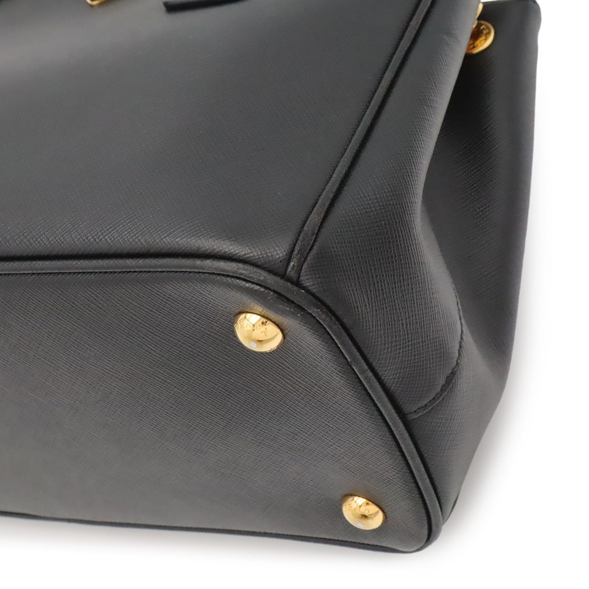 Prada Triangle Logo Galleria Midi Handbag 2-Way Shoulder Saffiano Leather Nero — view 3