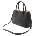 Prada Triangle Logo Galleria Midi Handbag 2-Way Shoulder Saffiano Leather Nero — view 2