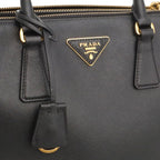 Prada Triangle Logo Galleria Midi Handbag 2-Way Shoulder Saffiano Leather Nero — view 7