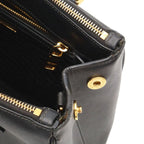 Prada Triangle Logo Galleria Midi Handbag 2-Way Shoulder Saffiano Leather Nero — view 9