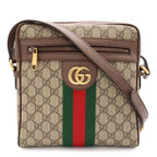 Gucci Ophidia GG Small Messenger Bag Supreme Sherry Line Leather Beige Mocha