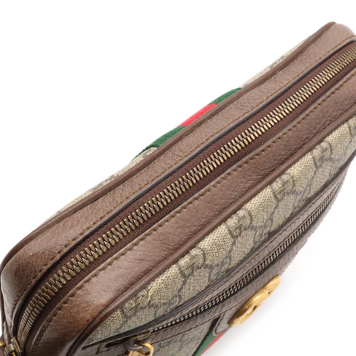 Gucci Ophidia GG Small Messenger Bag Supreme Sherry Line Leather Beige Mocha — view 9