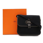 Hermes Buenaventura Mini Shoulder Bag Toile Officier Canvas Black Silver — view 9