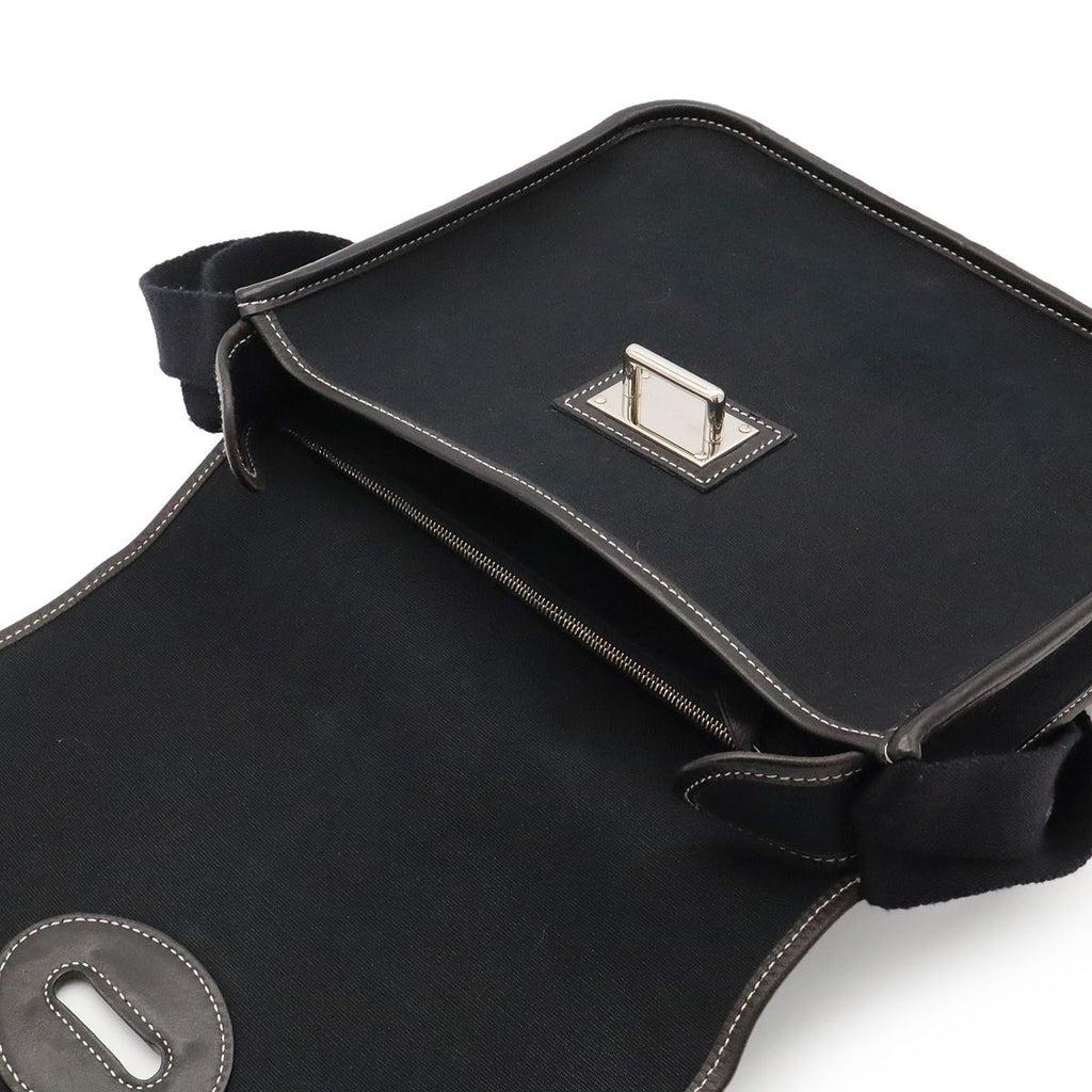 Hermes Buenaventura Mini Shoulder Bag Toile Officier Canvas Black Silver — view 5