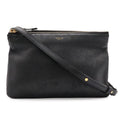 Celine Trio Small Shoulder Bag Pouch Pochette Crossbody Leather Black Gold