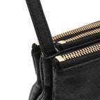 Celine Trio Small Shoulder Bag Pouch Pochette Crossbody Leather Black Gold — view 5