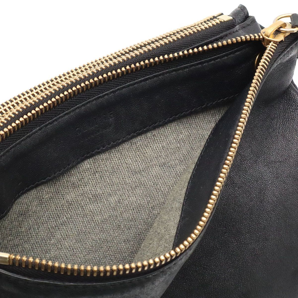 Celine Trio Small Shoulder Bag Pouch Pochette Crossbody Leather Black Gold — view 8