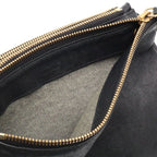 Celine Trio Small Shoulder Bag Pouch Pochette Crossbody Leather Black Gold — view 8