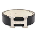 Hermes Belt Buckle Reversible Box Calf Veau Epsom Black White Silver 85