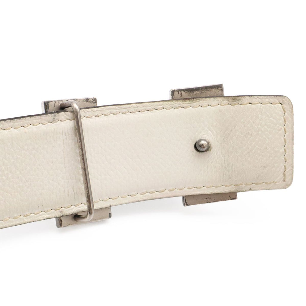 Hermes Belt Buckle Reversible Box Calf Veau Epsom Black White Silver 85 — view 4