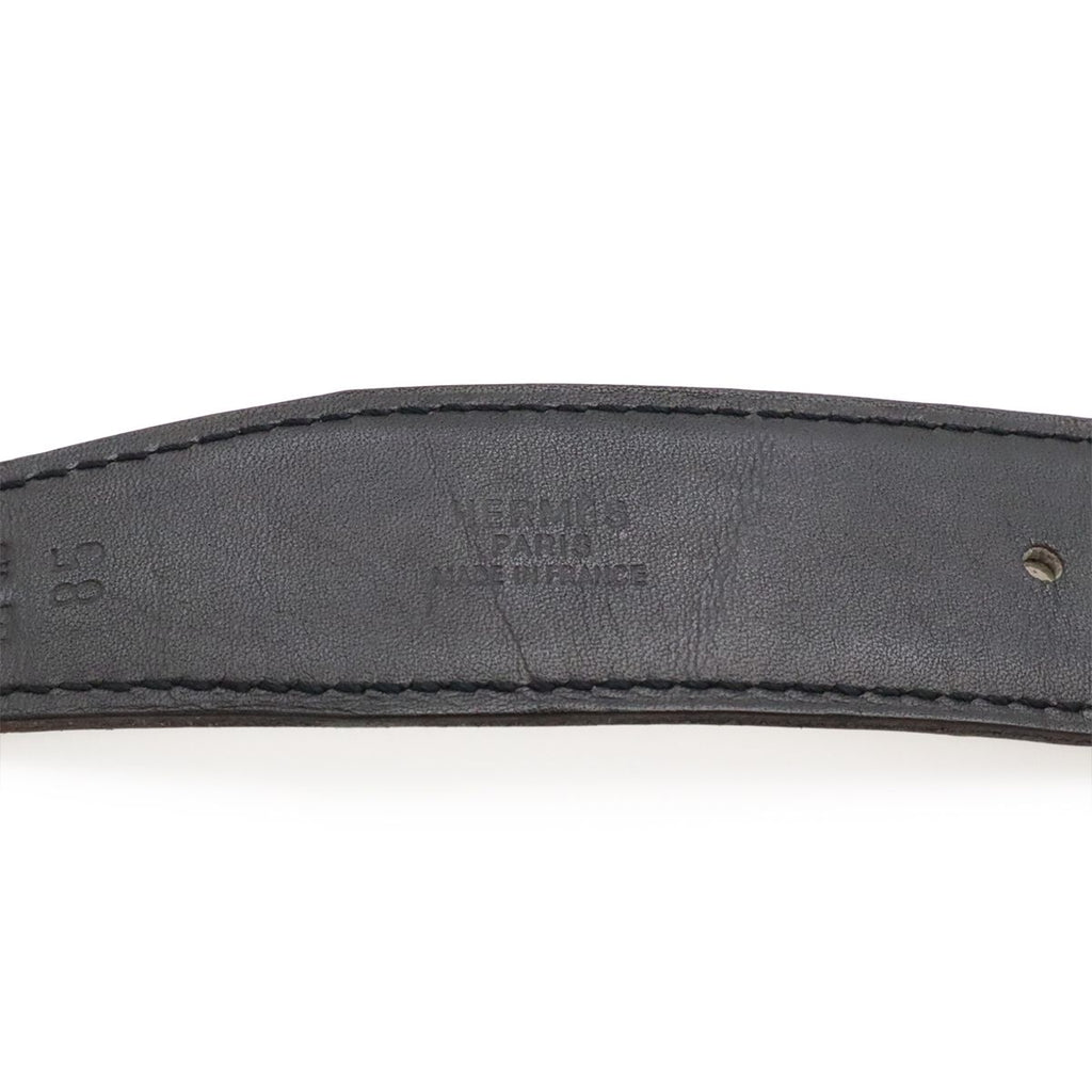 Hermes Belt Buckle Reversible Box Calf Veau Epsom Black White Silver 85 — view 9