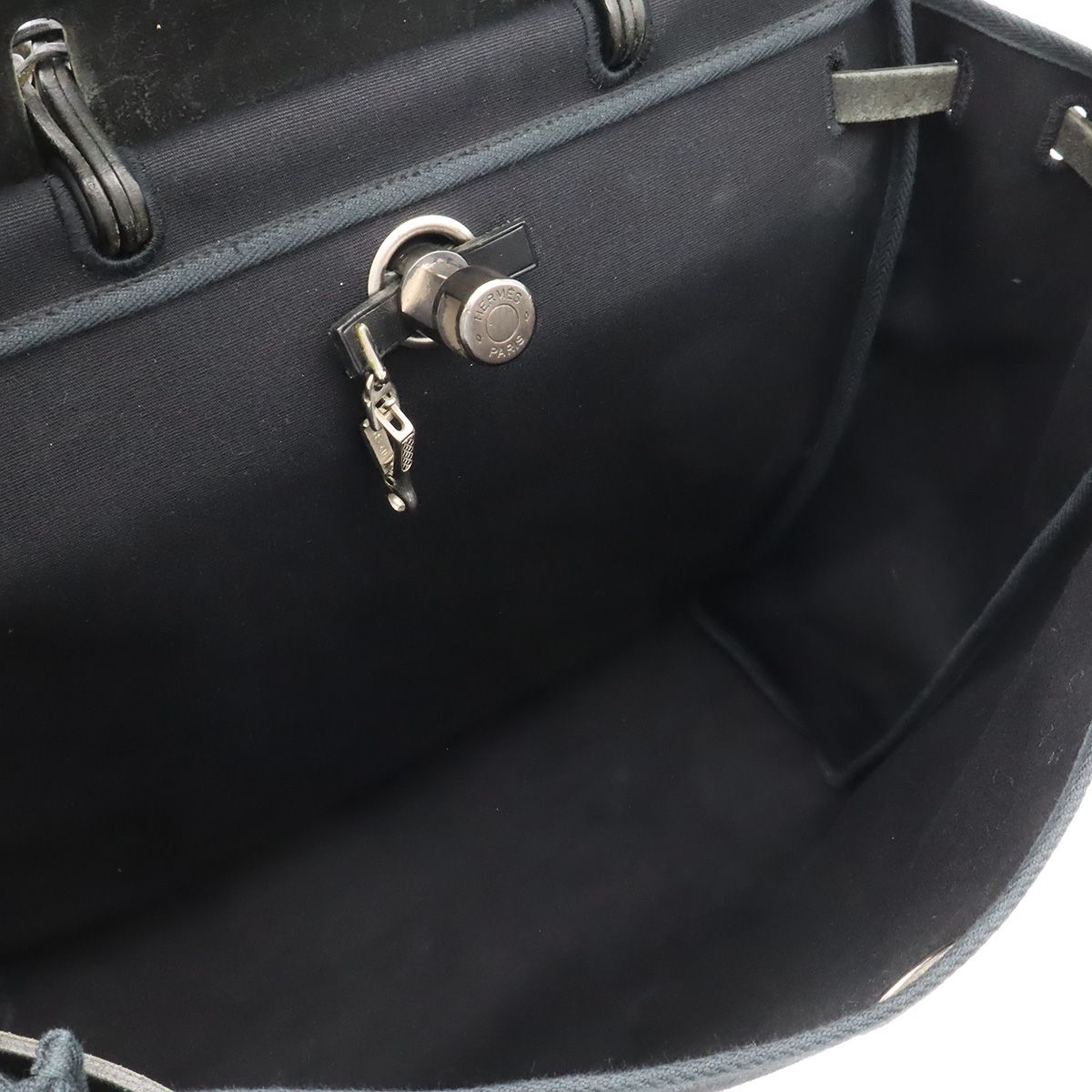Hermes Herbag MM 2-Way Shoulder Bag Toile Officier Leather Black Silver — view 8