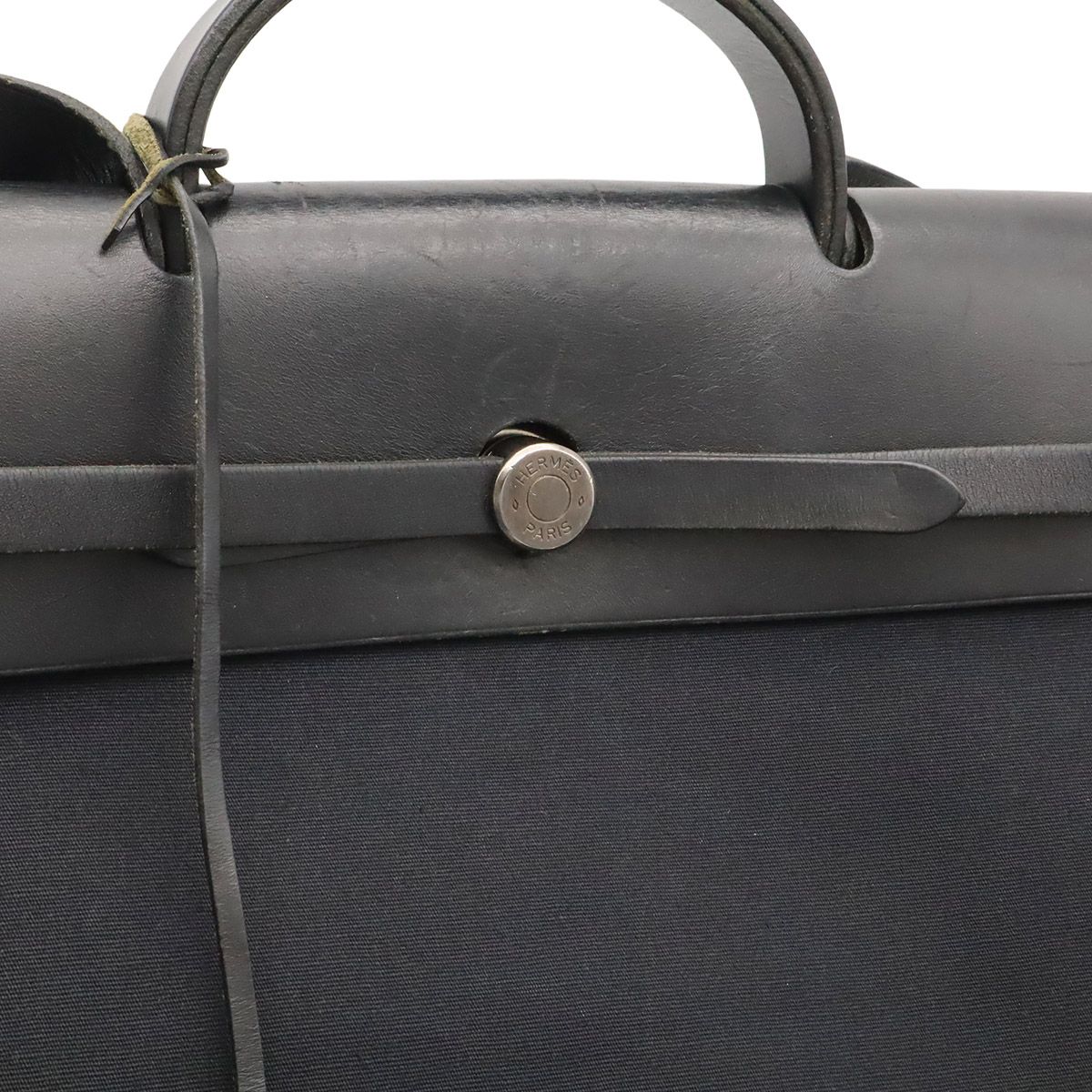 Hermes Herbag MM 2-Way Shoulder Bag Toile Officier Leather Black Silver — view 7