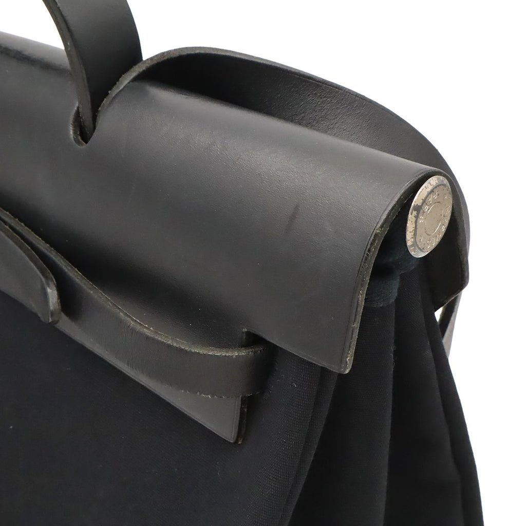Hermes Herbag MM 2-Way Shoulder Bag Toile Officier Leather Black Silver — view 4