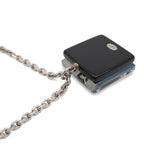 Chanel CC Logo Square Cube Pendant Metal Plastic Silver Clear Black — view 4
