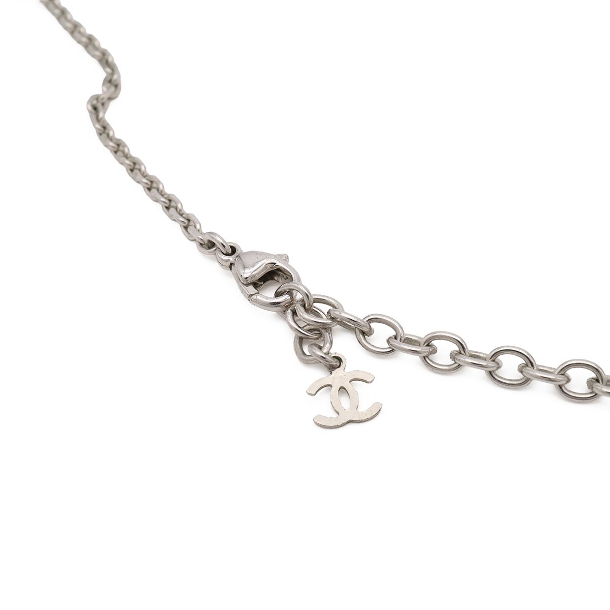 Chanel CC Logo Square Cube Pendant Metal Plastic Silver Clear Black — view 6
