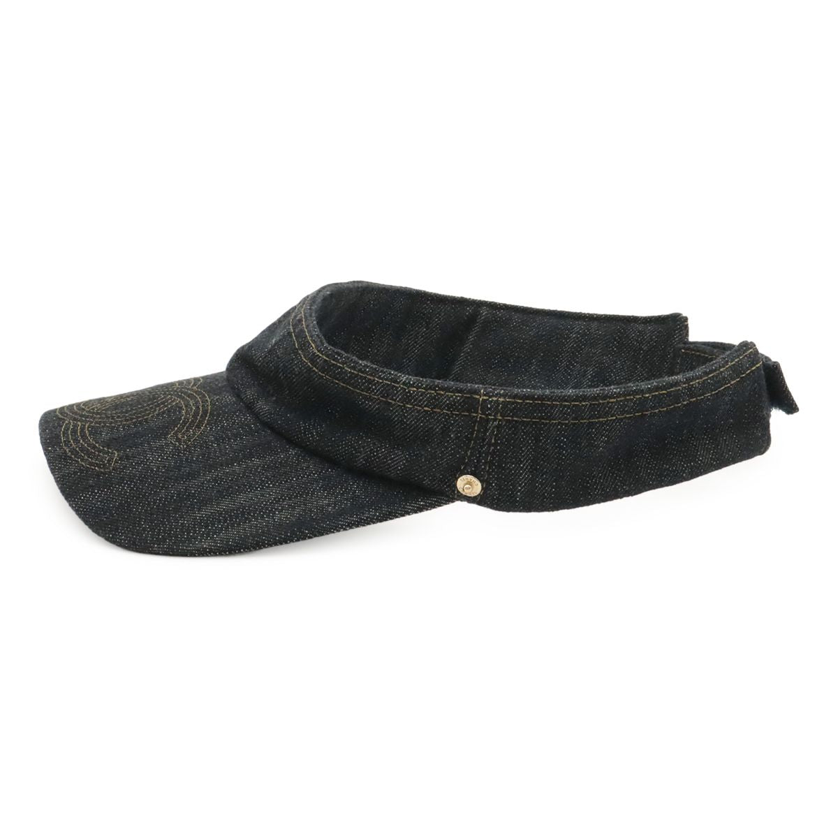 Chanel CC Logo Denim Sun Visor Hat Cotton 100% Navy — view 2