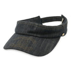 Chanel CC Logo Denim Sun Visor Hat Cotton 100% Navy