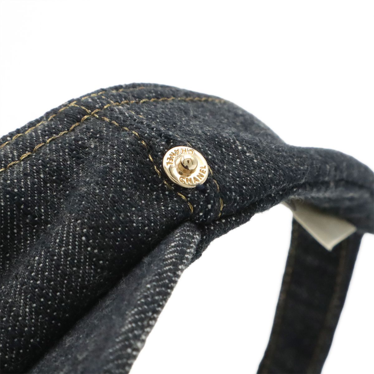Chanel CC Logo Denim Sun Visor Hat Cotton 100% Navy — view 4