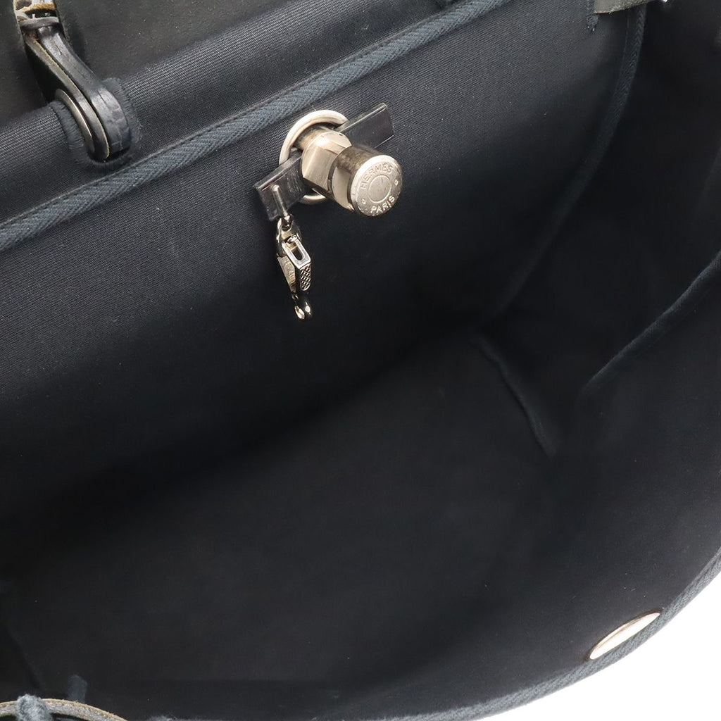 Hermes Herbag MM 2-Way Shoulder Bag Toile Officier Leather Black Silver — view 8