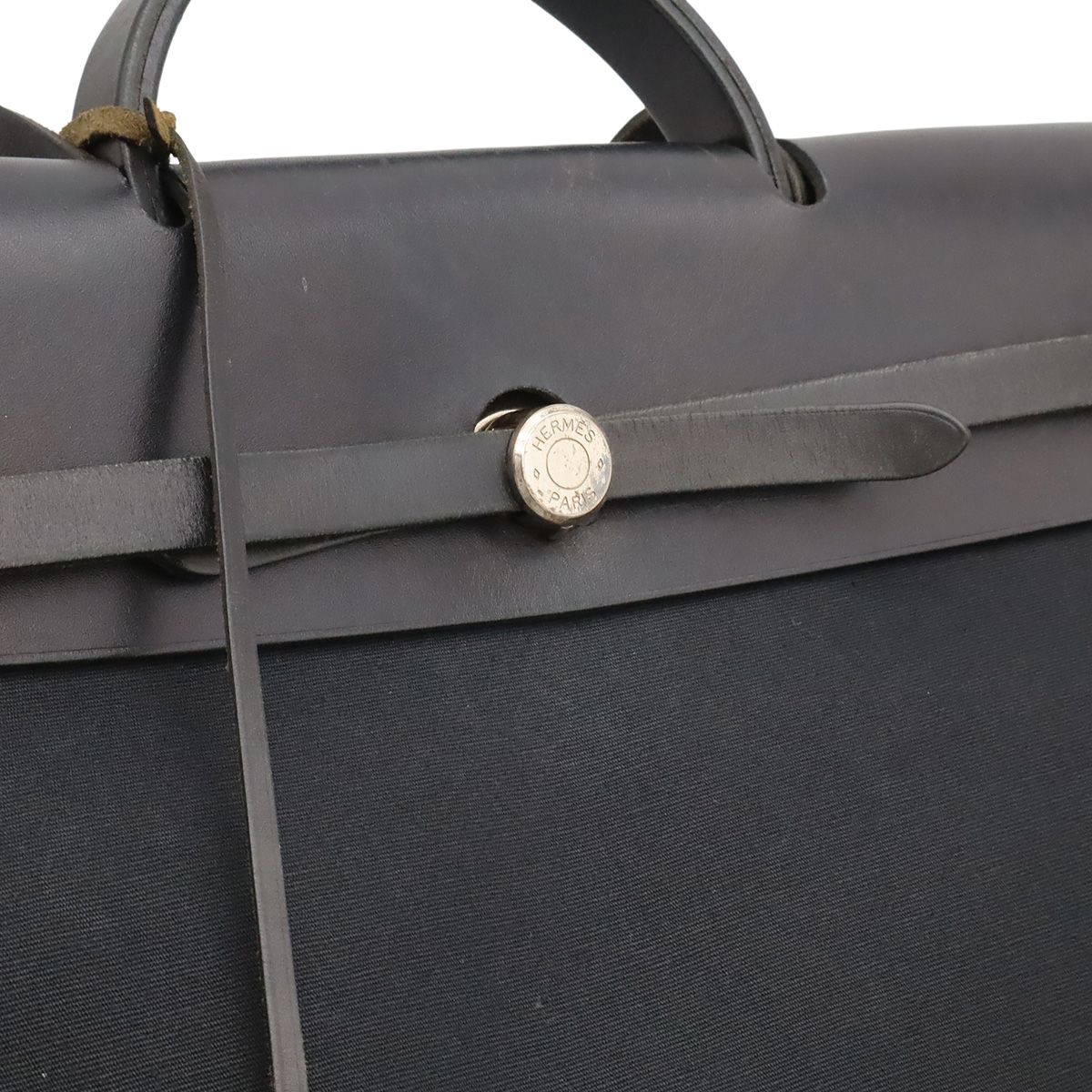 Hermes Herbag MM 2-Way Shoulder Bag Toile Officier Leather Black Silver — view 7
