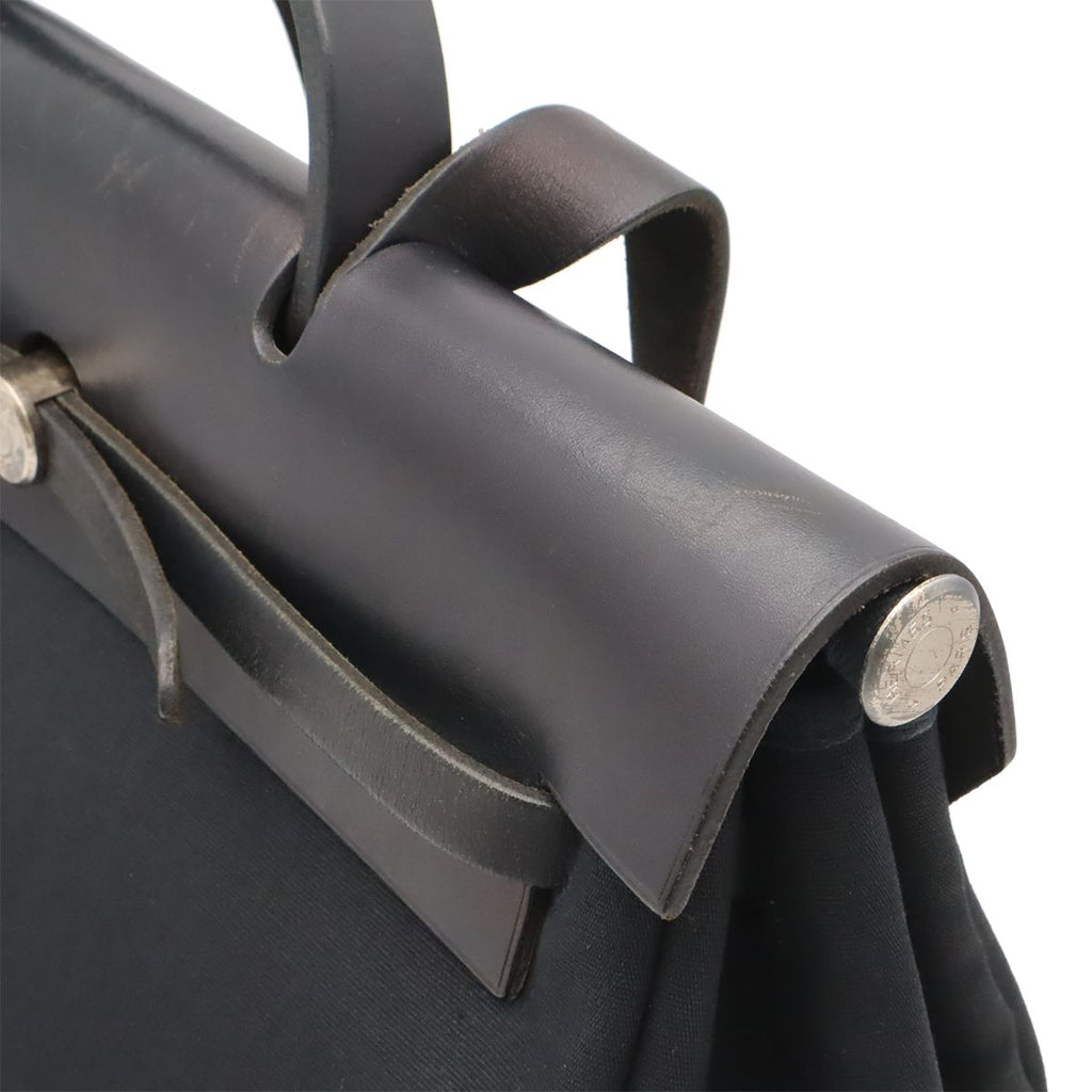 Hermes Herbag MM 2-Way Shoulder Bag Toile Officier Leather Black Silver — view 5