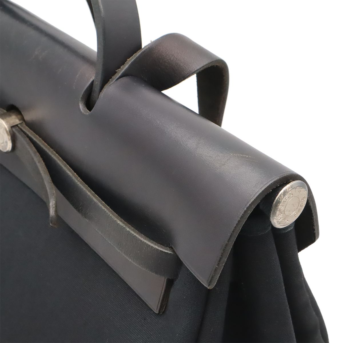 Hermes Herbag MM 2-Way Shoulder Bag Toile Officier Leather Black Silver — view 5
