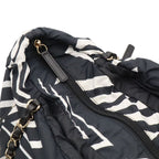 Chanel Coco Beach Backpack Chain Shoulder Bag Star Pattern Nylon Leather Black — view 5