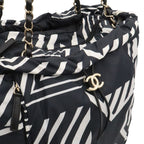 Chanel Coco Beach Backpack Chain Shoulder Bag Star Pattern Nylon Leather Black — view 9