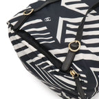 Chanel Coco Beach Backpack Chain Shoulder Bag Star Pattern Nylon Leather Black — view 8