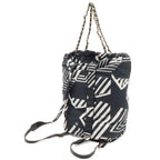 Chanel Coco Beach Backpack Chain Shoulder Bag Star Pattern Nylon Leather Black — view 2