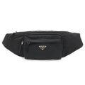 Prada Triangle Logo Waist Bag Pouch Hip Nylon Nero Black Silver