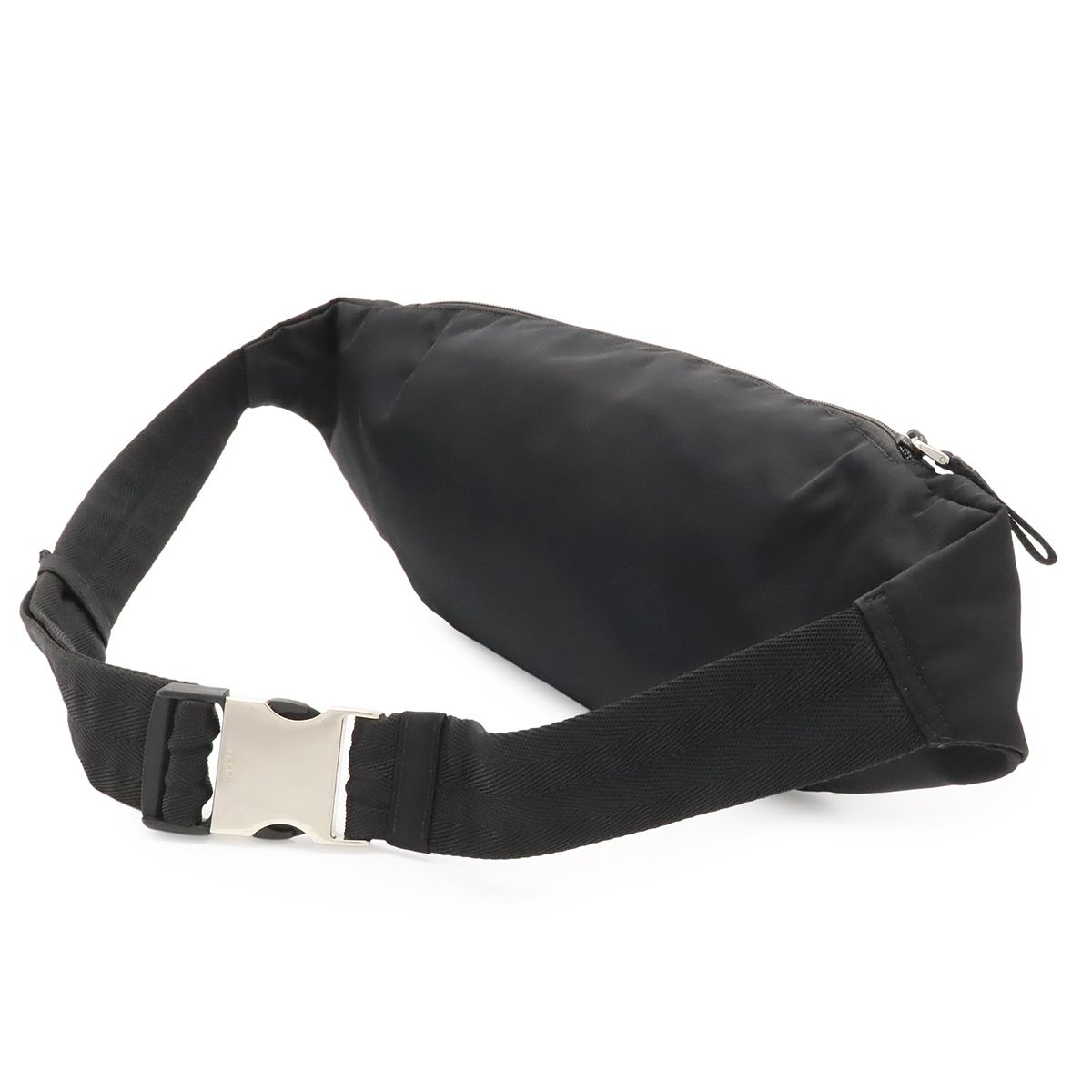 Prada Triangle Logo Waist Bag Pouch Hip Nylon Nero Black Silver — view 2